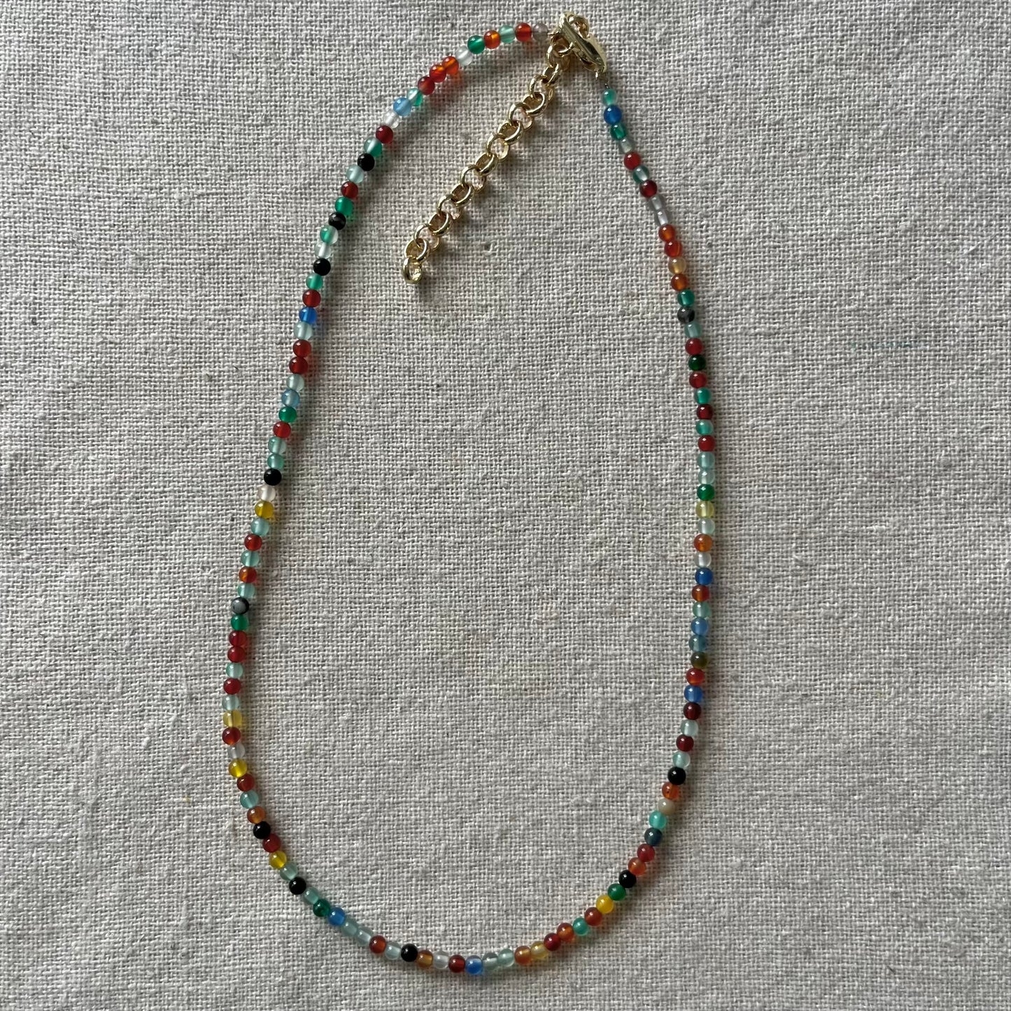 Coloured Agate 3mm Beaded Necklace - Creativity