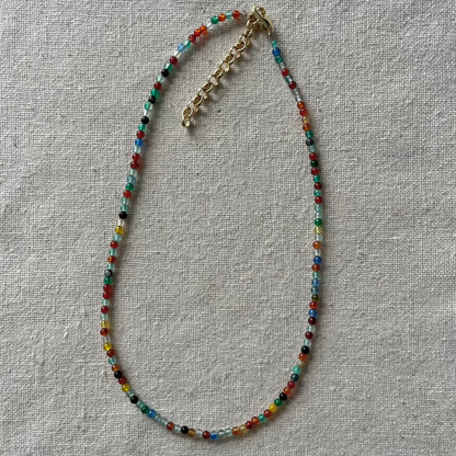 Coloured Agate 3mm Beaded Necklace - Creativity