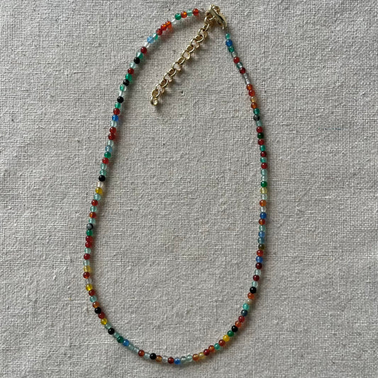 Coloured Agate 3mm Beaded Necklace - Creativity