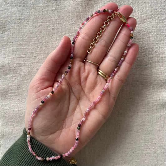 Rainbow Tourmaline 3mm Beaded Necklace - Alignment
