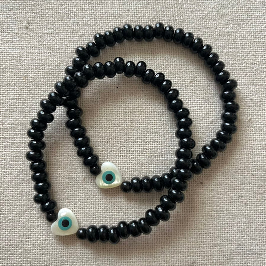 Hera’s Heart Evil Eye Protection Bracelet - Onyx