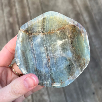 Blue Onyx Small Curve Crystal Bowl - Calm, Peace, Grounding
