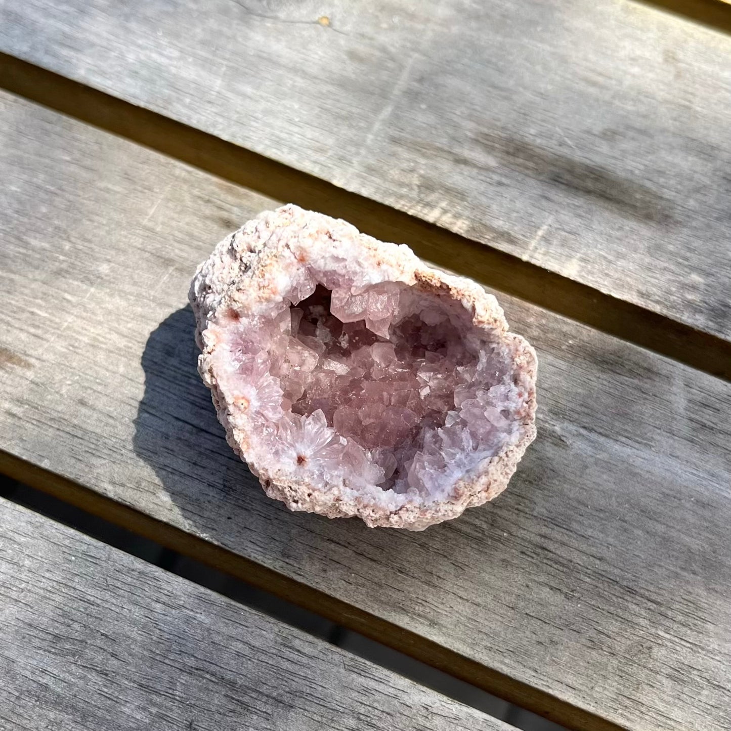 Pink Amethyst Small Geode Crystal - Calming, Protective, Heart-Centred
