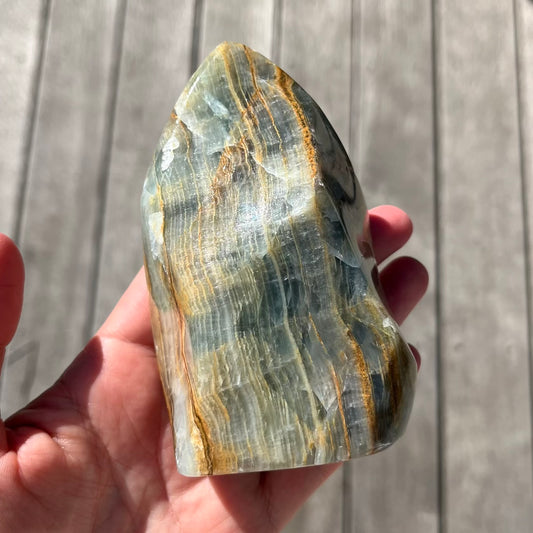 Blue Onyx Large Flame Crystal - Calm, Peace, Grounding