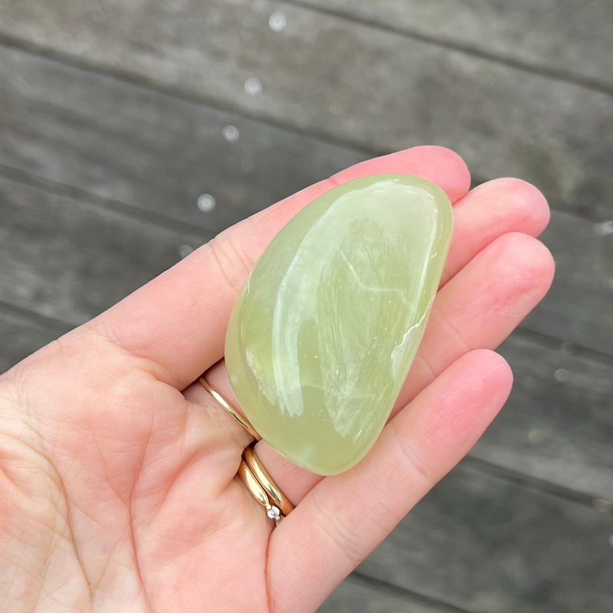 Prehnite Palm Stone Crystal - Protection, Emotional Healing