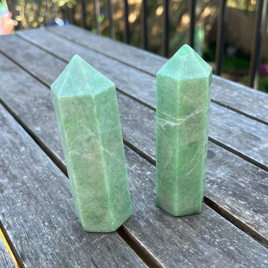 Green Aventurine Medium Point Crystal - Prosperity, Growth