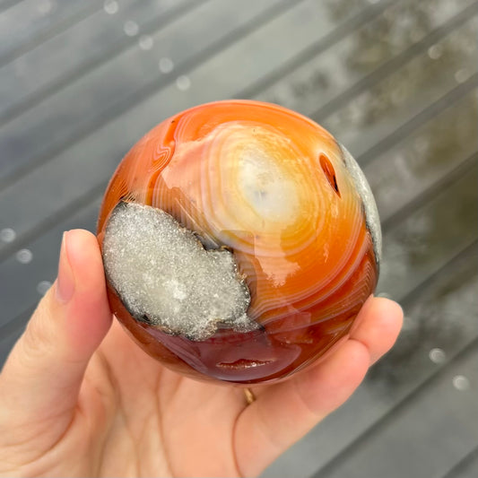 Carnelian Medium Sphere Crystal - Confidence, Motivation
