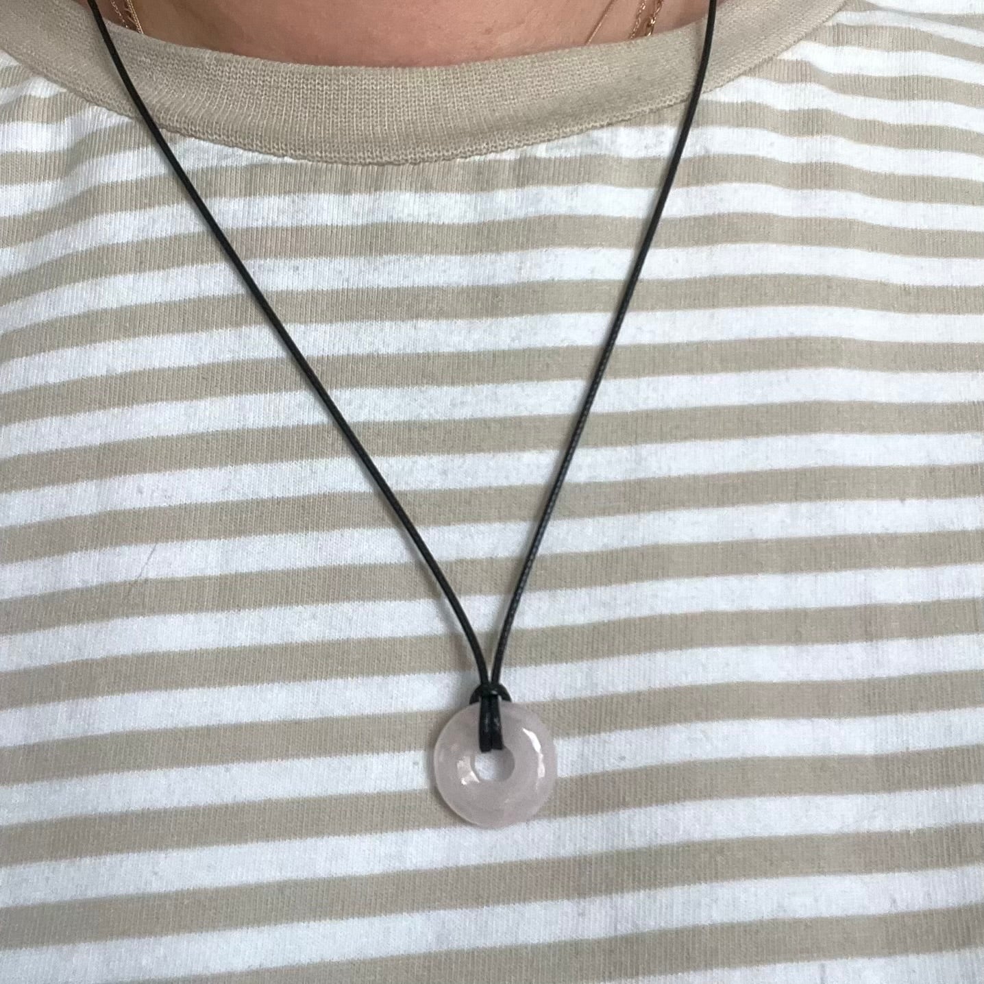 Disc Pendant - Rose Quartz