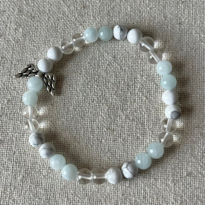 Celestial Wings Bracelet - Aquamarine, Howlite, Clear Quartz