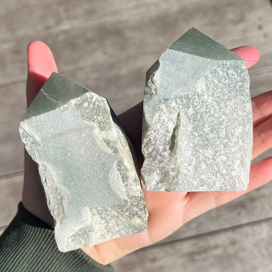 Green Aventurine Medium Raw Point Crystal - Lucky, Positivity, Uplifting