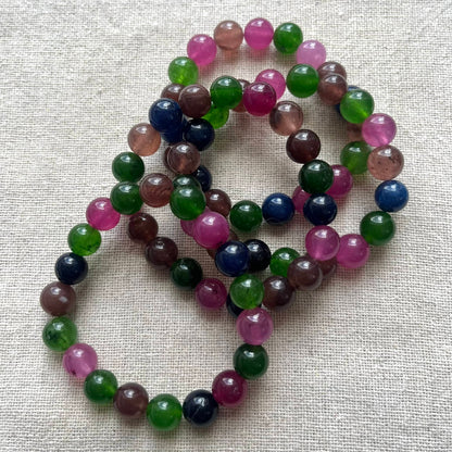 Multicoloured Tourmaline 10mm Beaded Bracelet - Balance