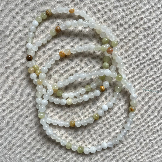 Green Jade 4mm Beaded Bracelet - Luck