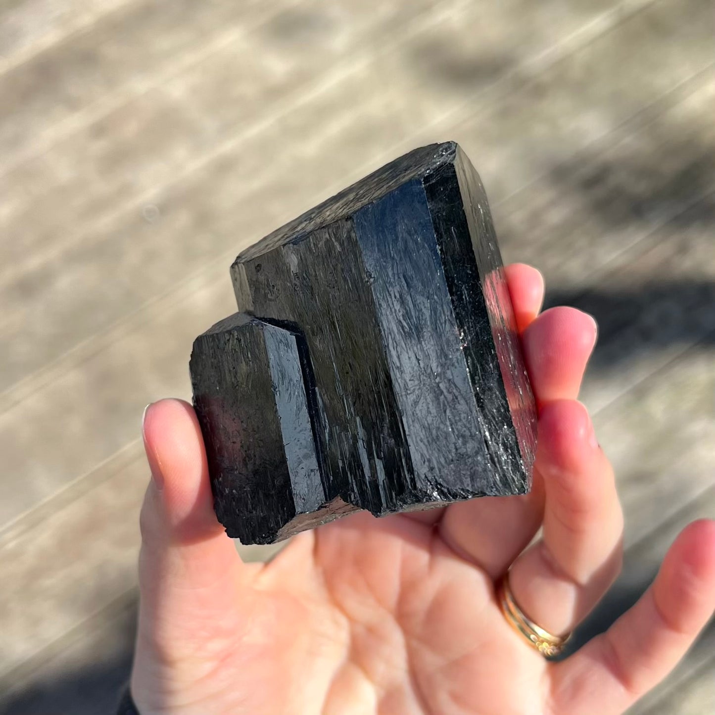 Black Tourmaline Large Raw Crystal - Protection