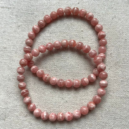 Argentinian Rhodochrosite 6mm Beaded Bracelet - Nurturing