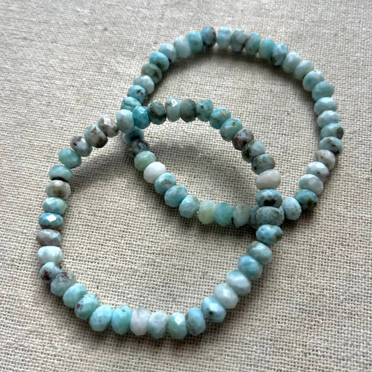 Larimar 7mm Faceted Bracelet - Soothing