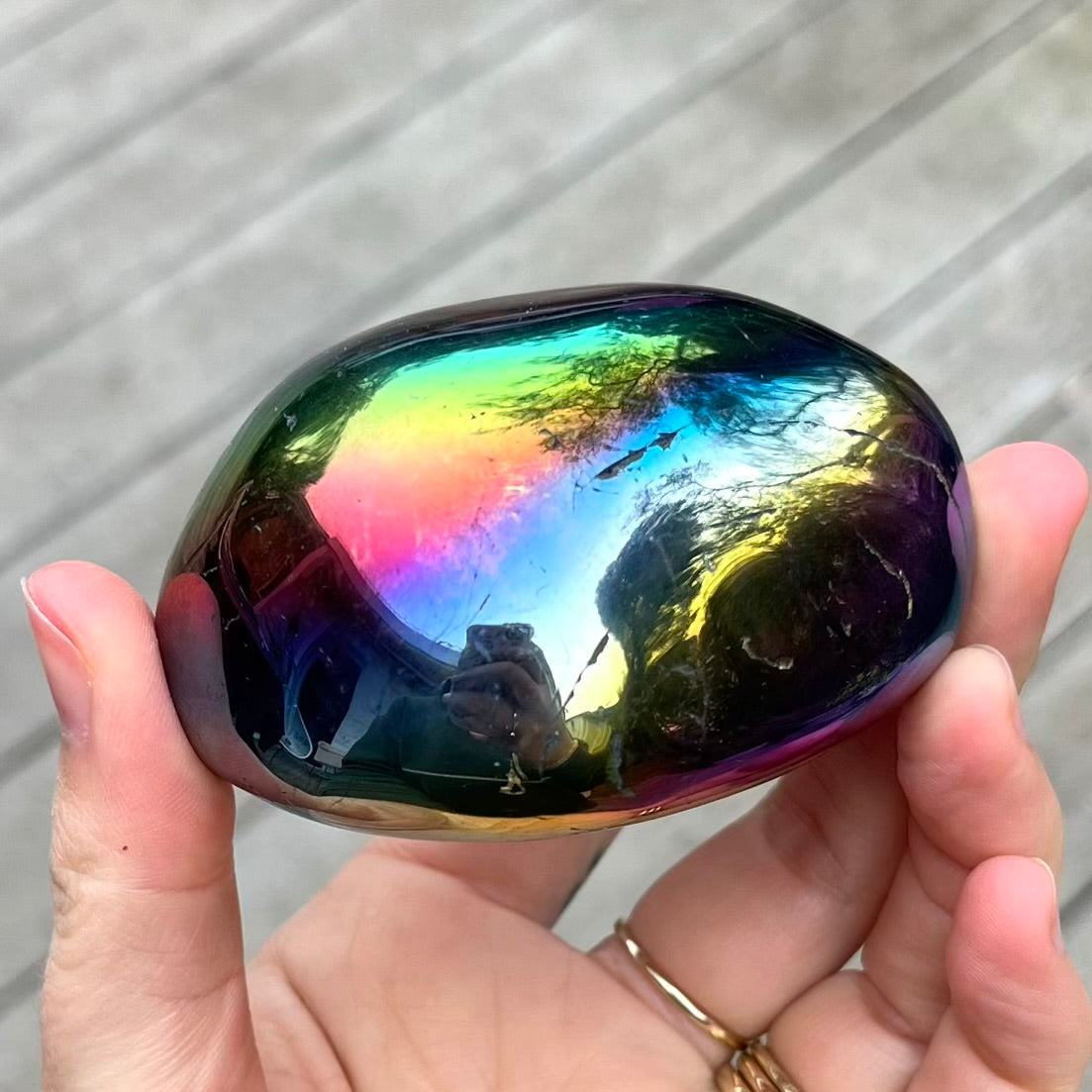 Titanium Aura Quartz Medium Rock Crystal - Vitality, Confidence, Joy