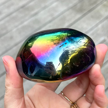 Titanium Aura Quartz Medium Rock Crystal - Vitality, Confidence, Joy