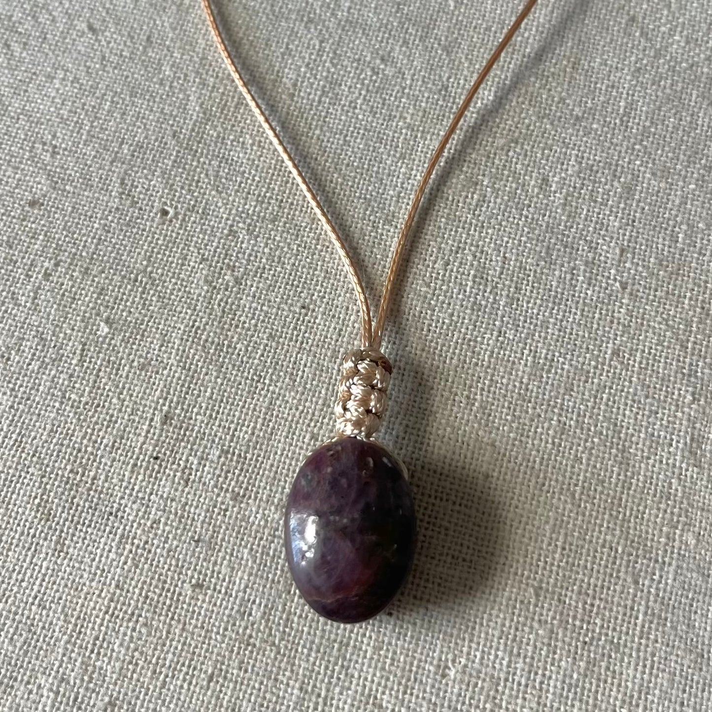 Ruby Woven Oval Pendant #1 - ONE OF A KIND