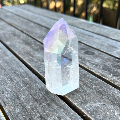 Aura Quartz Medium Point Crystal - Optimism, High-Vibe, Transformation