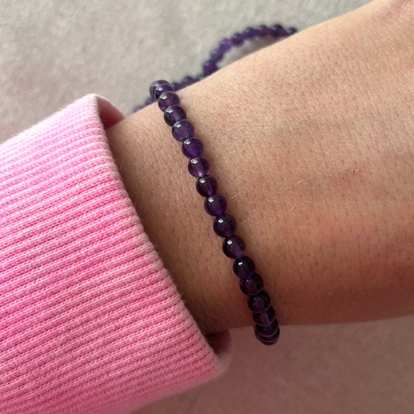Amethyst 4mm Beaded Bracelet - Spiritual Protection