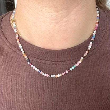 Crystal Mix 3mm Facet Beaded Necklace