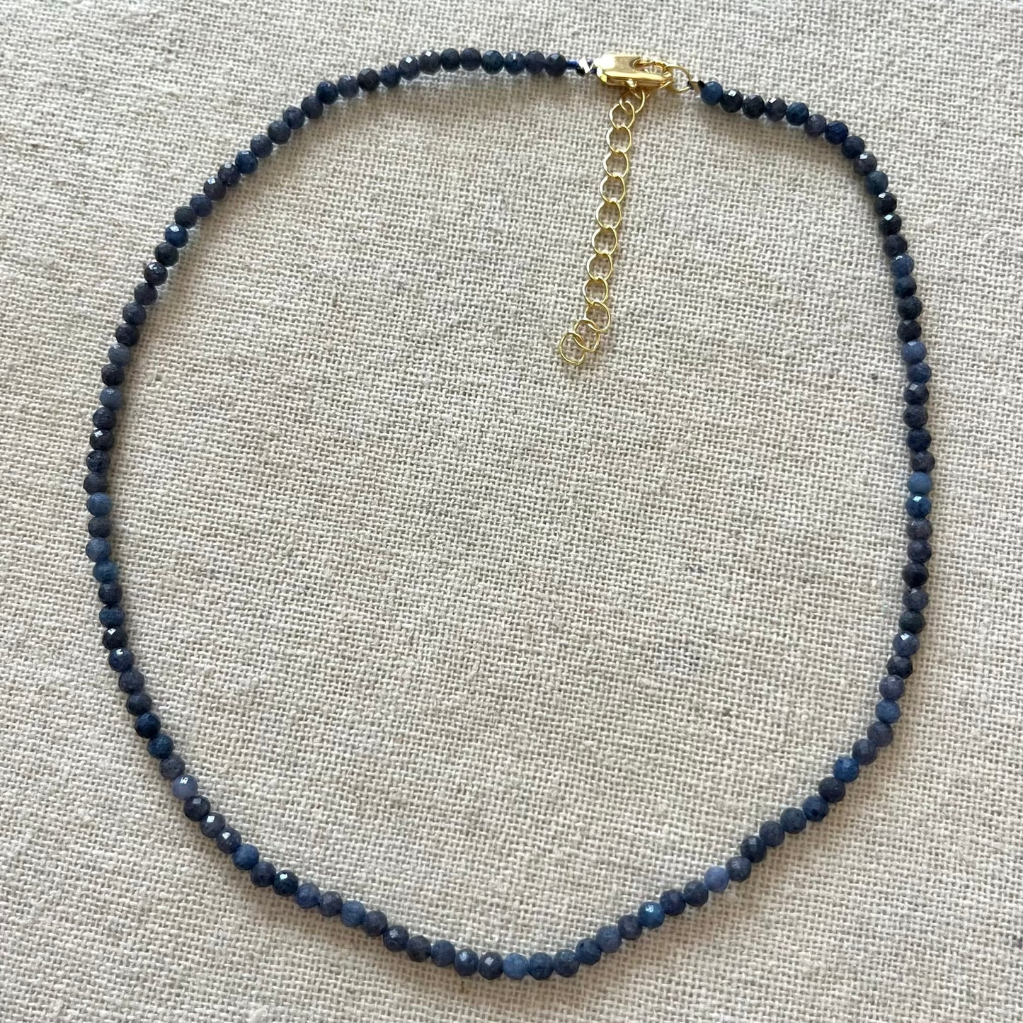 Blue Sapphire 3mm Facet Beaded Necklace - Spiritual Insight