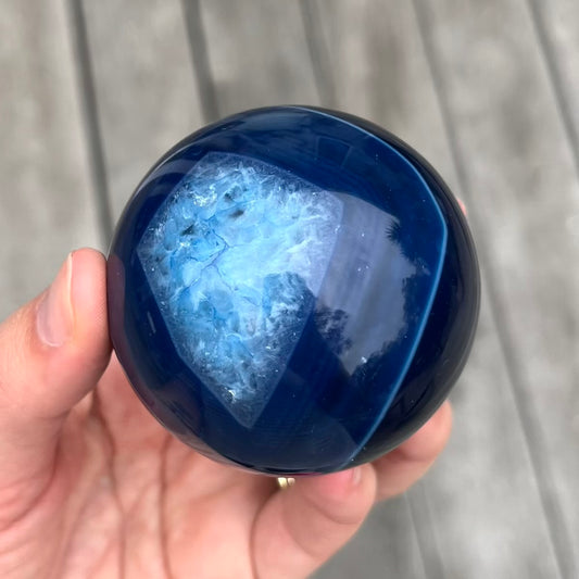 Blue Agate Medium Sphere Crystal - Soothing, Calm