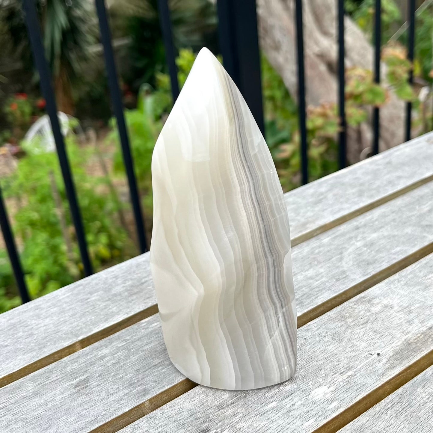 Zebra Onyx Large Flame Crystal - Stabilising, Energising