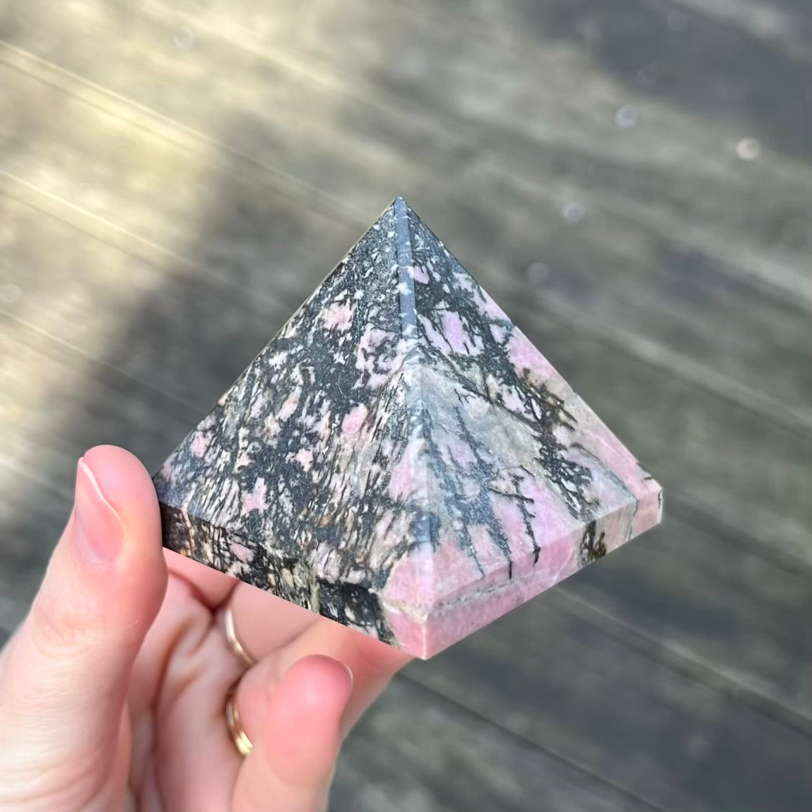 Rhodonite Medium Pyramid Crystal - Compassion, Love