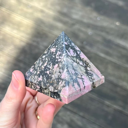 Rhodonite Medium Pyramid Crystal - Compassion, Love