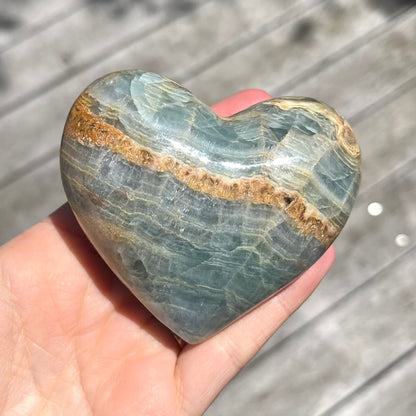 Blue Onyx Large Heart Crystal - Calm, Peace, Grounding