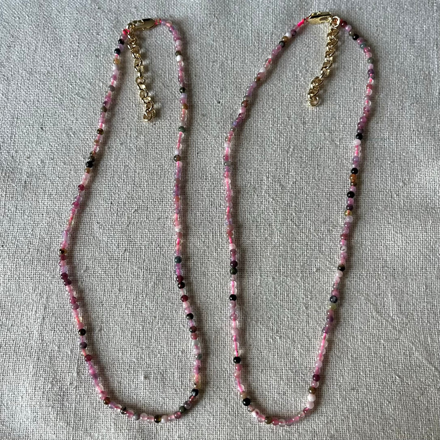 Rainbow Tourmaline 3mm Beaded Necklace - Alignment