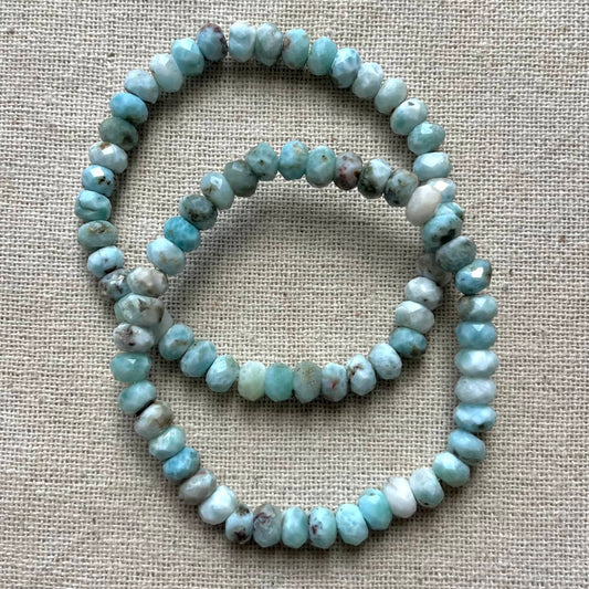 Larimar 7mm Faceted Bracelet - Soothing