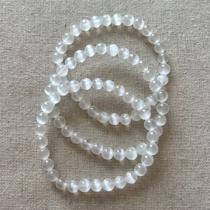 Selenite 6mm Beaded Bracelet - Purify