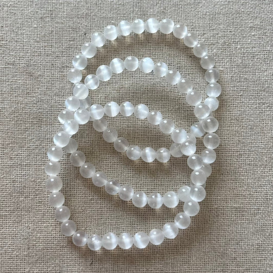 Selenite 6mm Beaded Bracelet - Purify