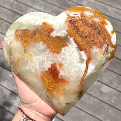 Green Onyx Large Heart Crystal Dish - Protection, Grounding, Strength