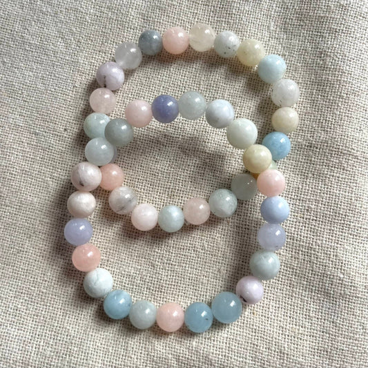 Morganite 8mm Beaded Bracelet - Divine Love
