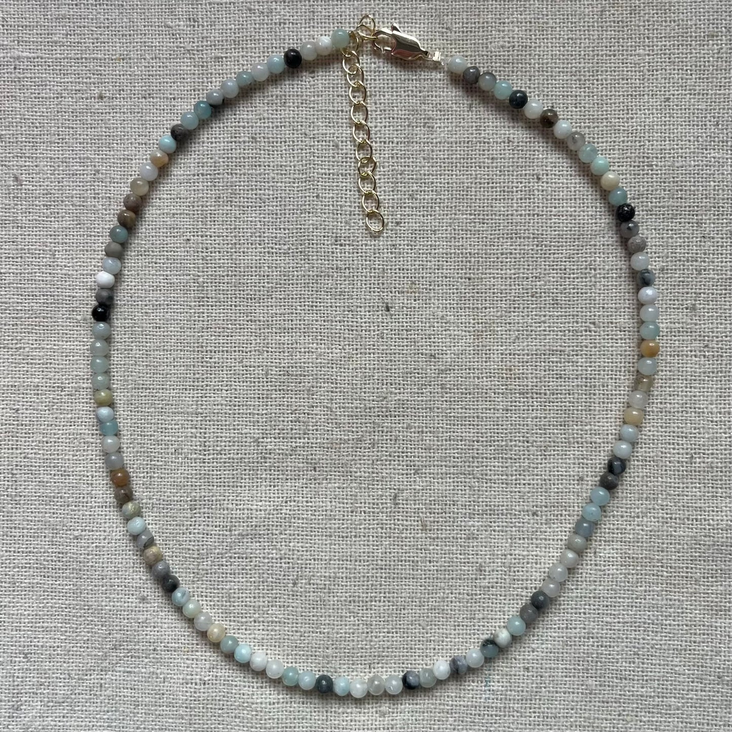 Amazonite 3mm Beaded Necklace - Peace