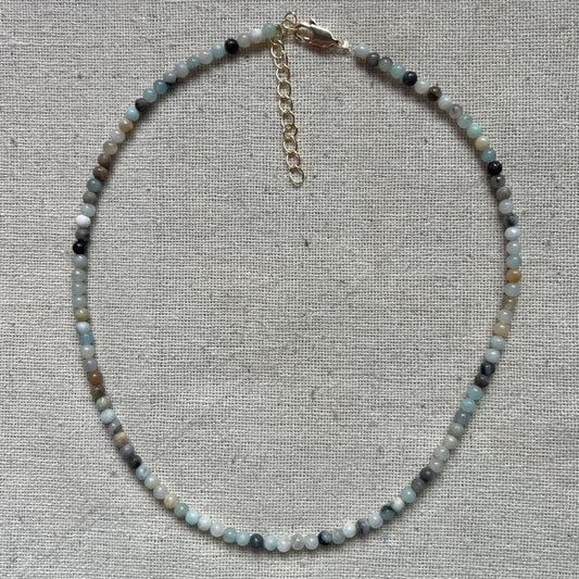 Amazonite 3mm Beaded Necklace - Peace