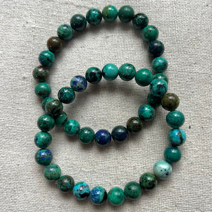 Azurite/Malachite/Chrysocolla 8mm Beaded Bracelet - Transformation