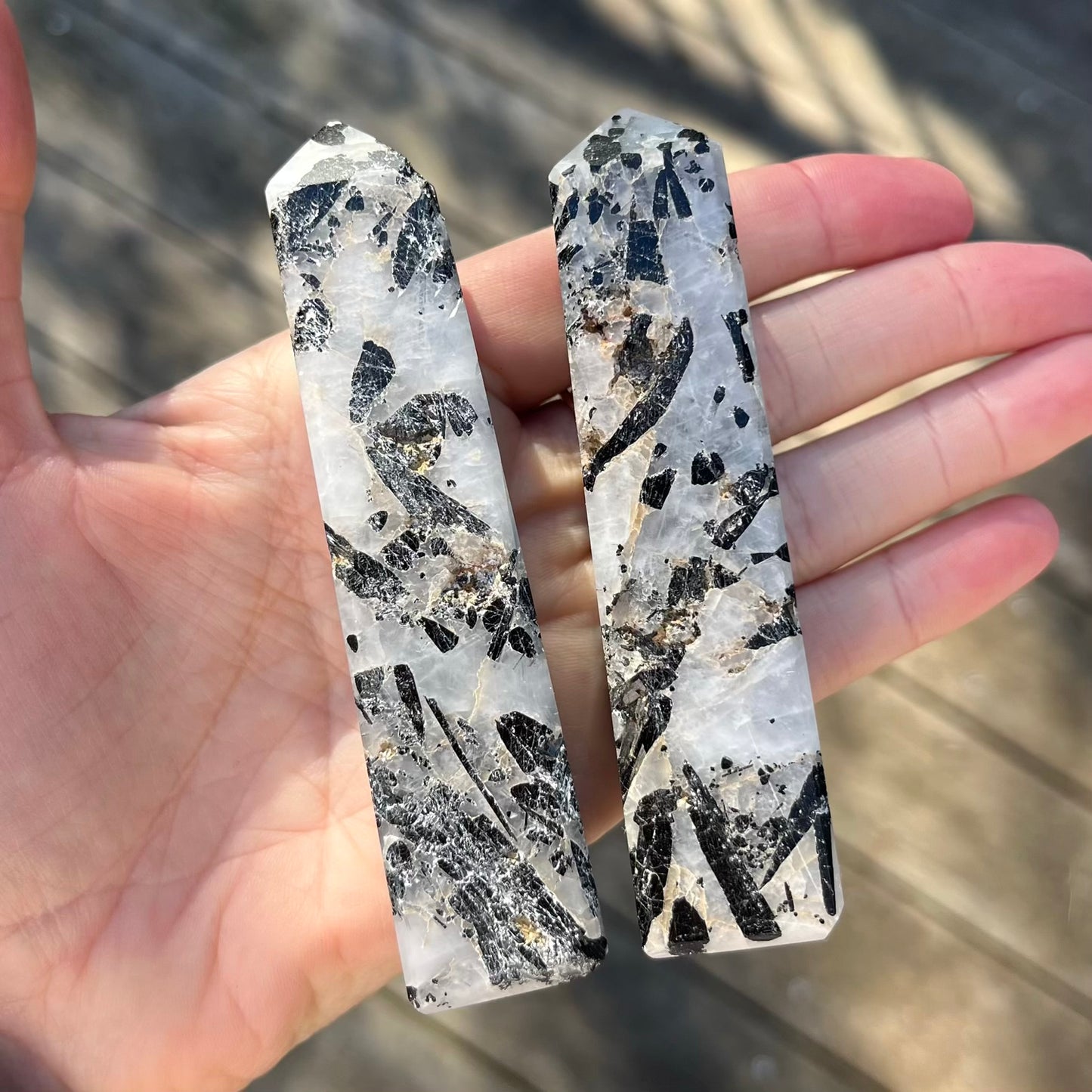 Tourmaline in Quartz Medium Point Crystal - Grounding, Protective, Purifying