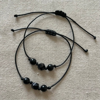 Grounding Cord Bracelet - Obsidian