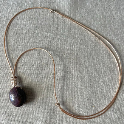 Ruby Woven Oval Pendant #1 - ONE OF A KIND