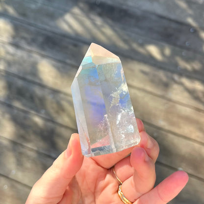 Aura Quartz Medium Point Crystal - Optimism, High-Vibe, Transformation