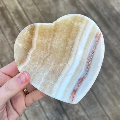 Banded Onyx Heart Crystal Bowl - Grounding, Strength
