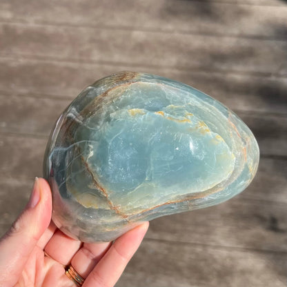 Blue Onyx Large Raw Crystal Bowl - Calm, Peace, Grounding