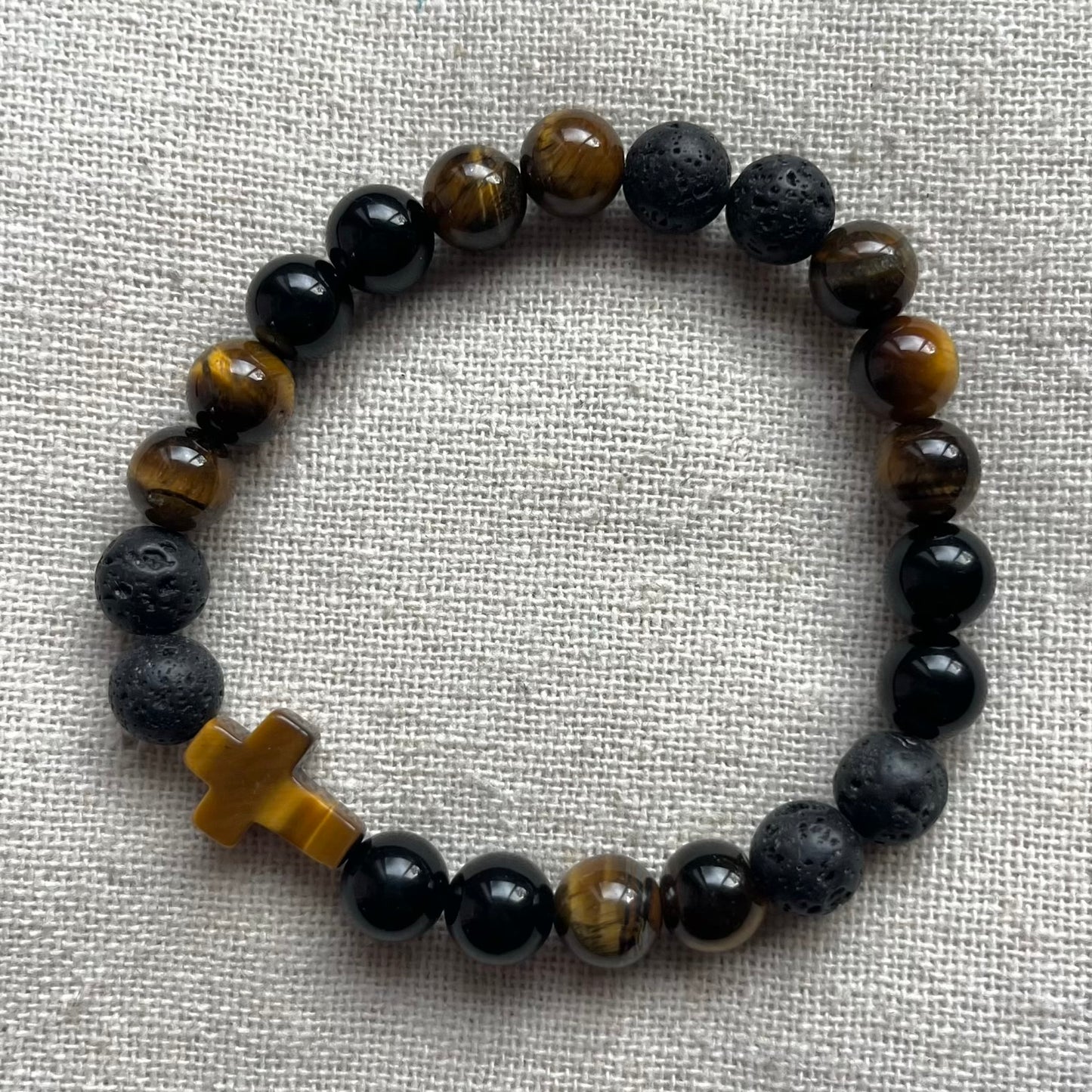 Faith & Protection Bracelet - Tiger Eye, Obsidian & Lava Stone