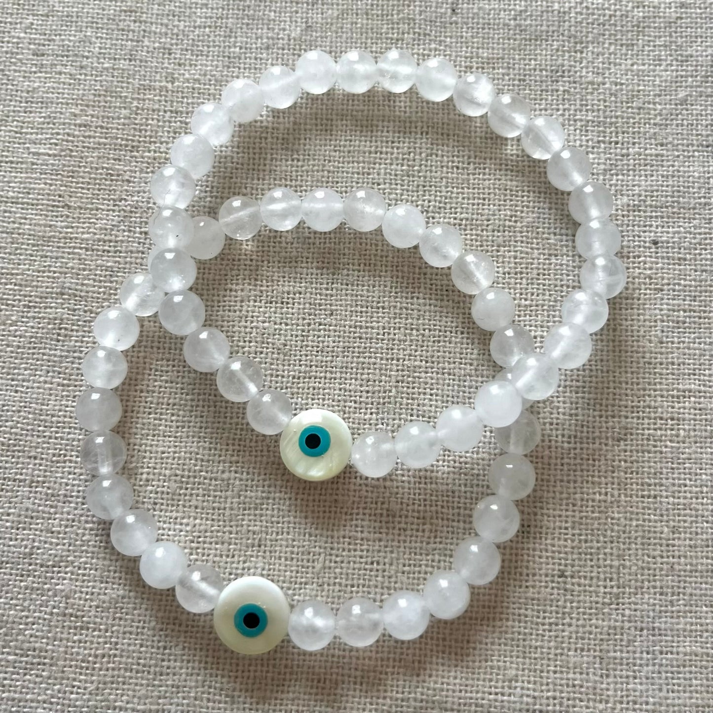 Aegean Evil Eye Protection Bracelet - White Jade