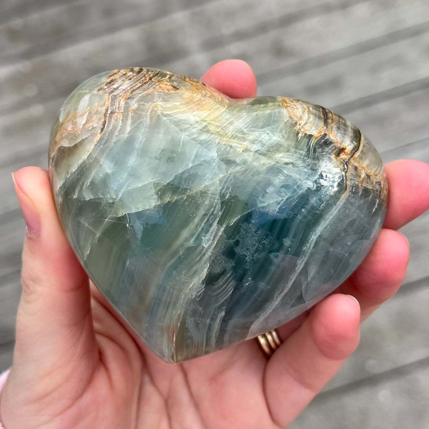 Blue Onyx Medium Heart Crystal - Calm, Peace, Grounding