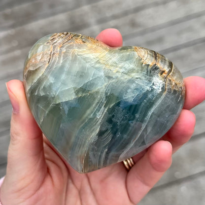 Blue Onyx Medium Heart Crystal - Calm, Peace, Grounding